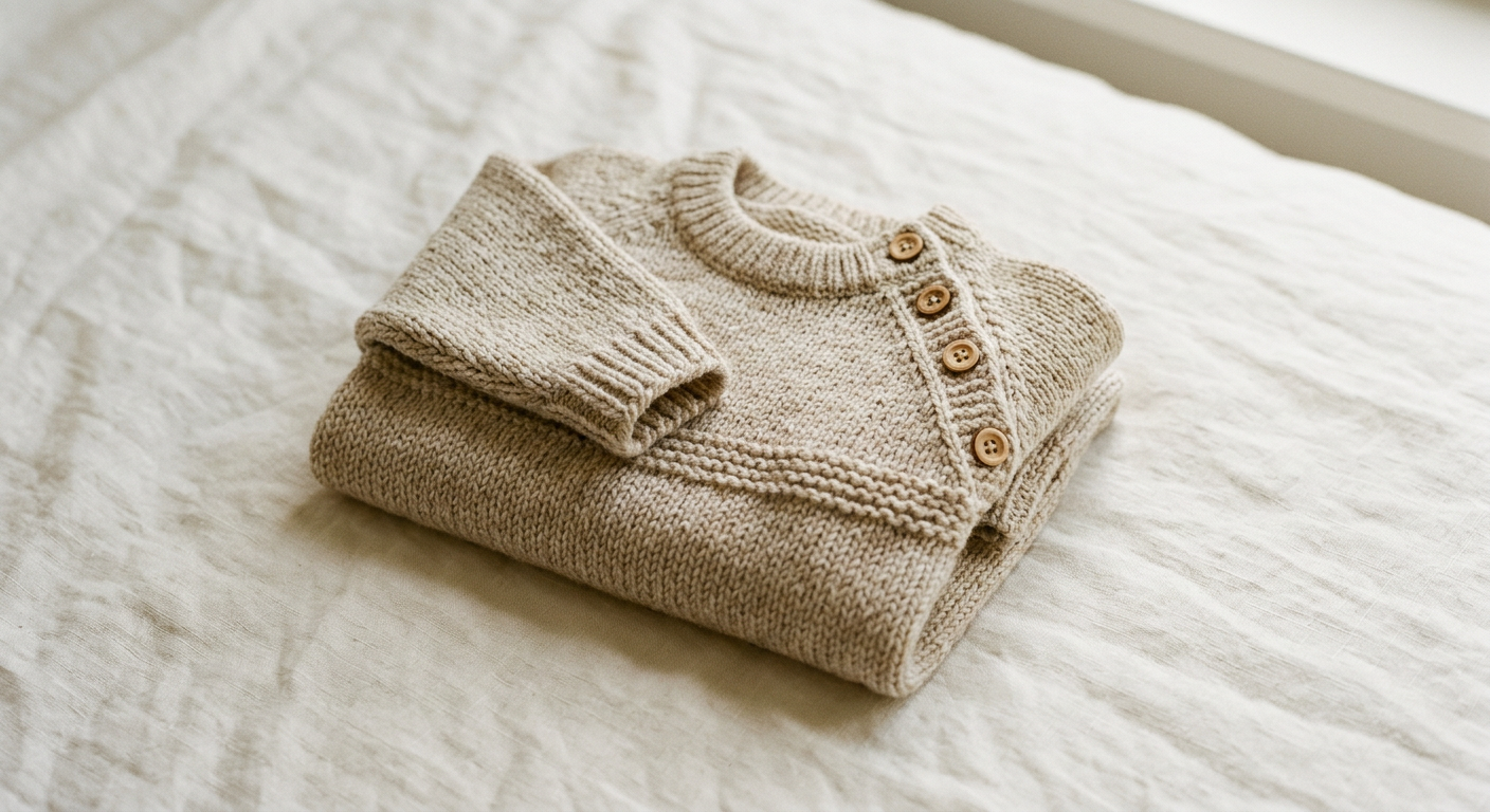 The Rowan Jumper in oatmeal, folded